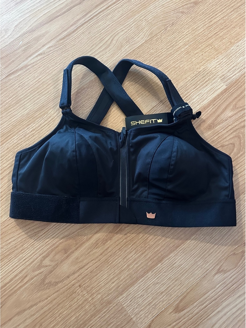 Shefit black ultimate sports bra size 1luxe black high impact adjustable